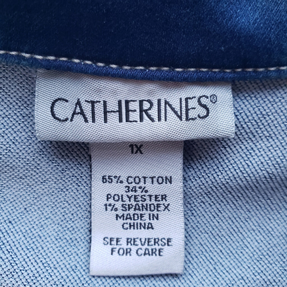 Catherines Denim Jacket Women 1X XL Blue Jean Coat Stretchy Casual Classic Layer - Picture 5 of 9
